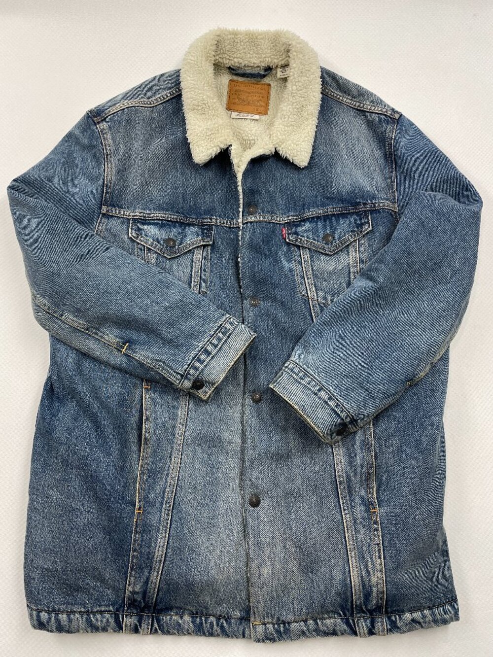 Levi's Long Denim Sherpa Trucker Barn Coat Chore Ranch Jacket Men’s XXL